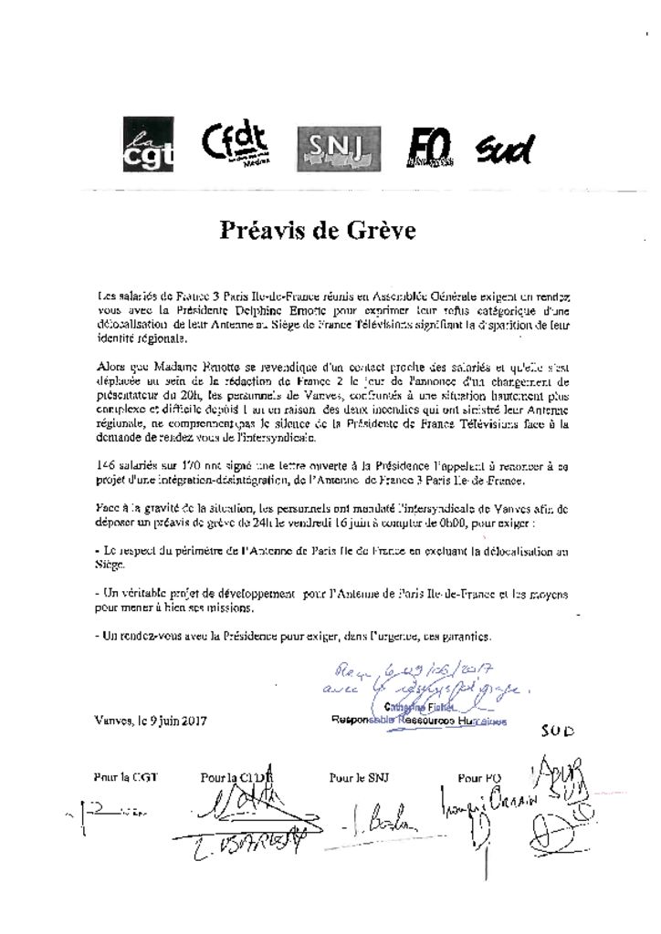 thumbnail of preavis grève France 3 Ile de France