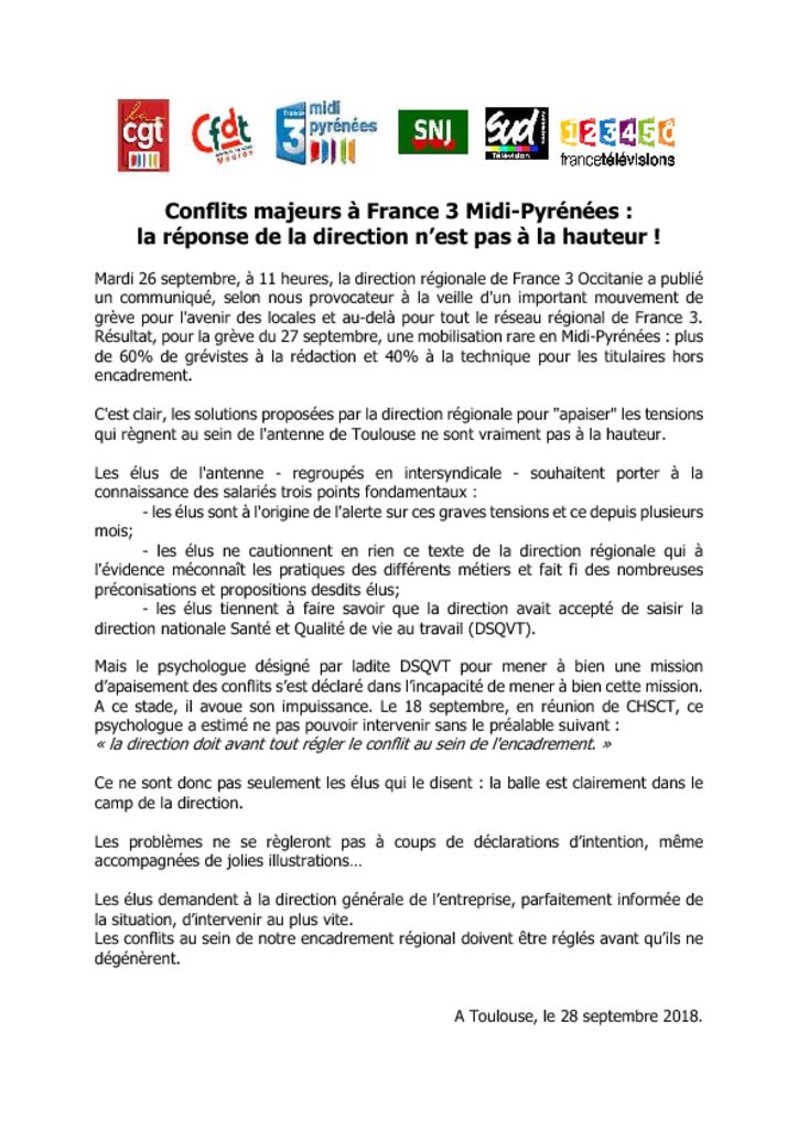thumbnail of Conflits majeurs à France 3 Midi-Pyrénées