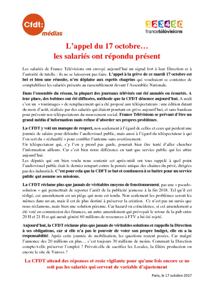 thumbnail of Grève du 17 octobre 2017