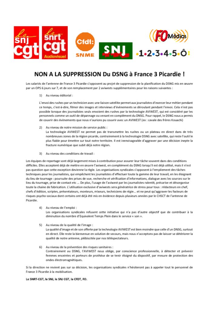 thumbnail of NON A LA SUPPRESSION DU DSNG France 3 Picardie
