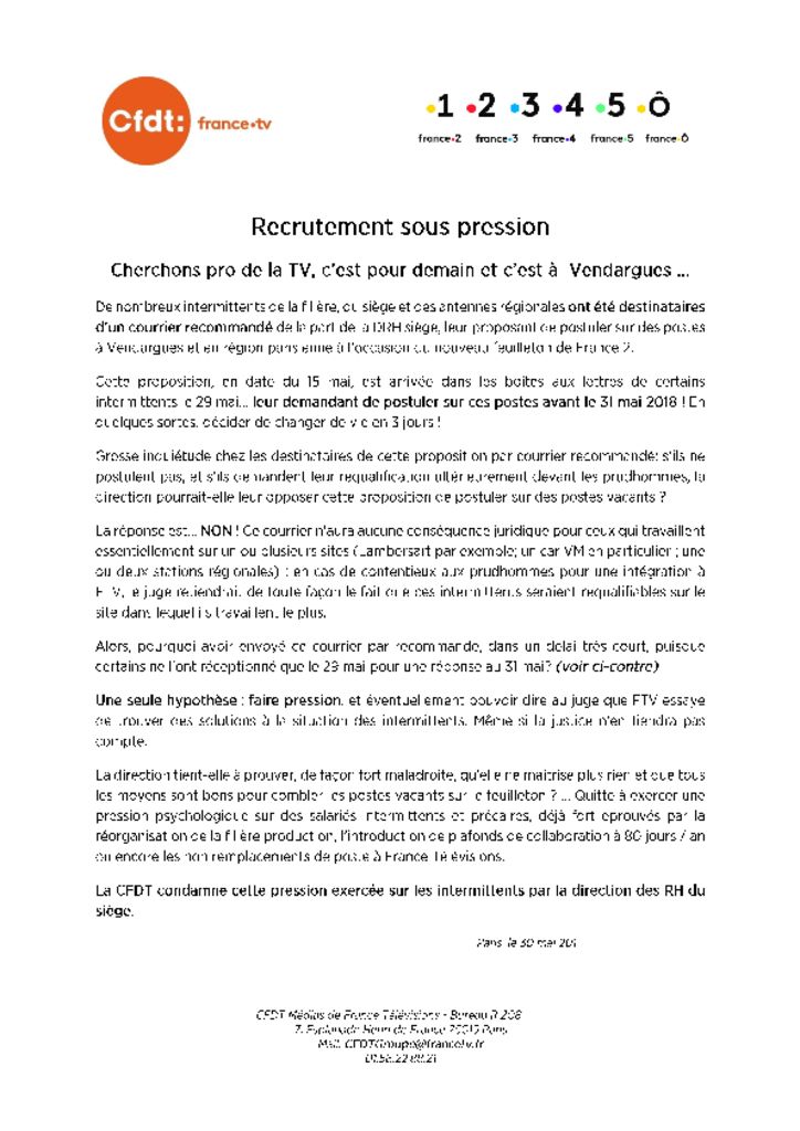 thumbnail of Recrutement sous pression