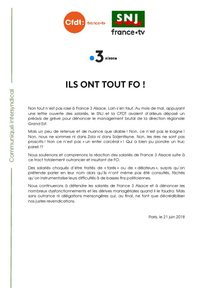 thumbnail of 2018-06-21 Tract SNJ CFDT F3 Alsace – Ils ont tout FO