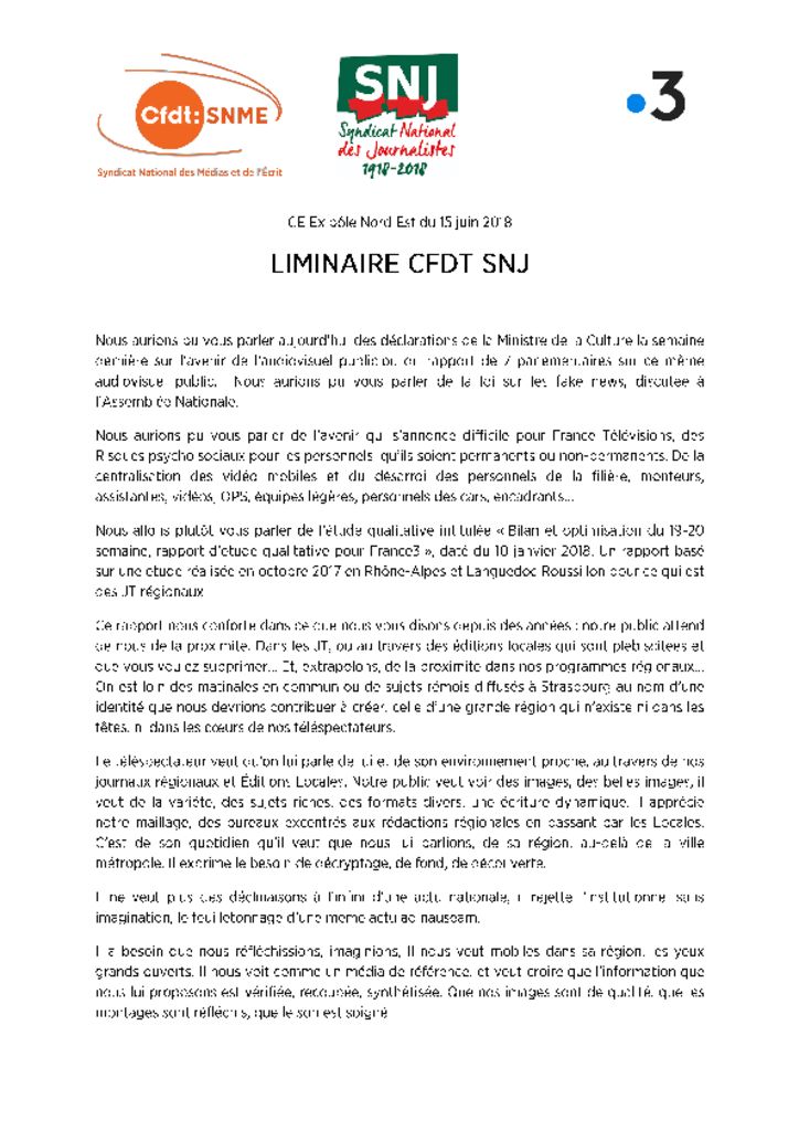 thumbnail of liminaire snj cfdt CE Pôle NE 15.6.18