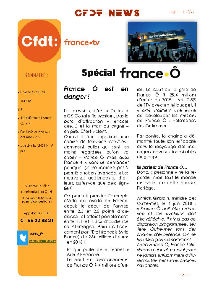 thumbnail of CFDT NEWS – JUILLET 2018