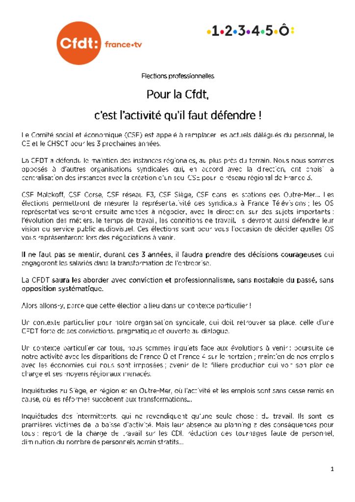 thumbnail of Elections professionnelles CFDT